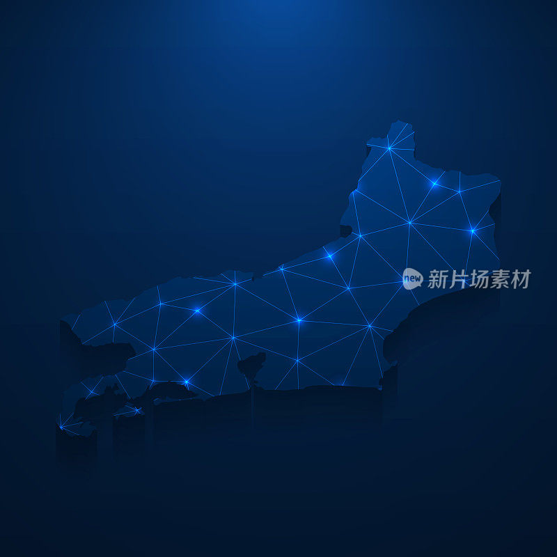 里约热内卢de Janeiro地图网络-明亮的网格在深蓝色的背景